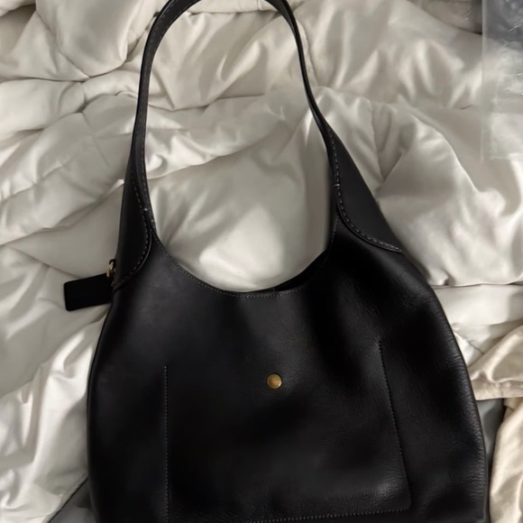 Coach Dark Leather Shoulder Bag Brookling 28 - Picture 1 of 6